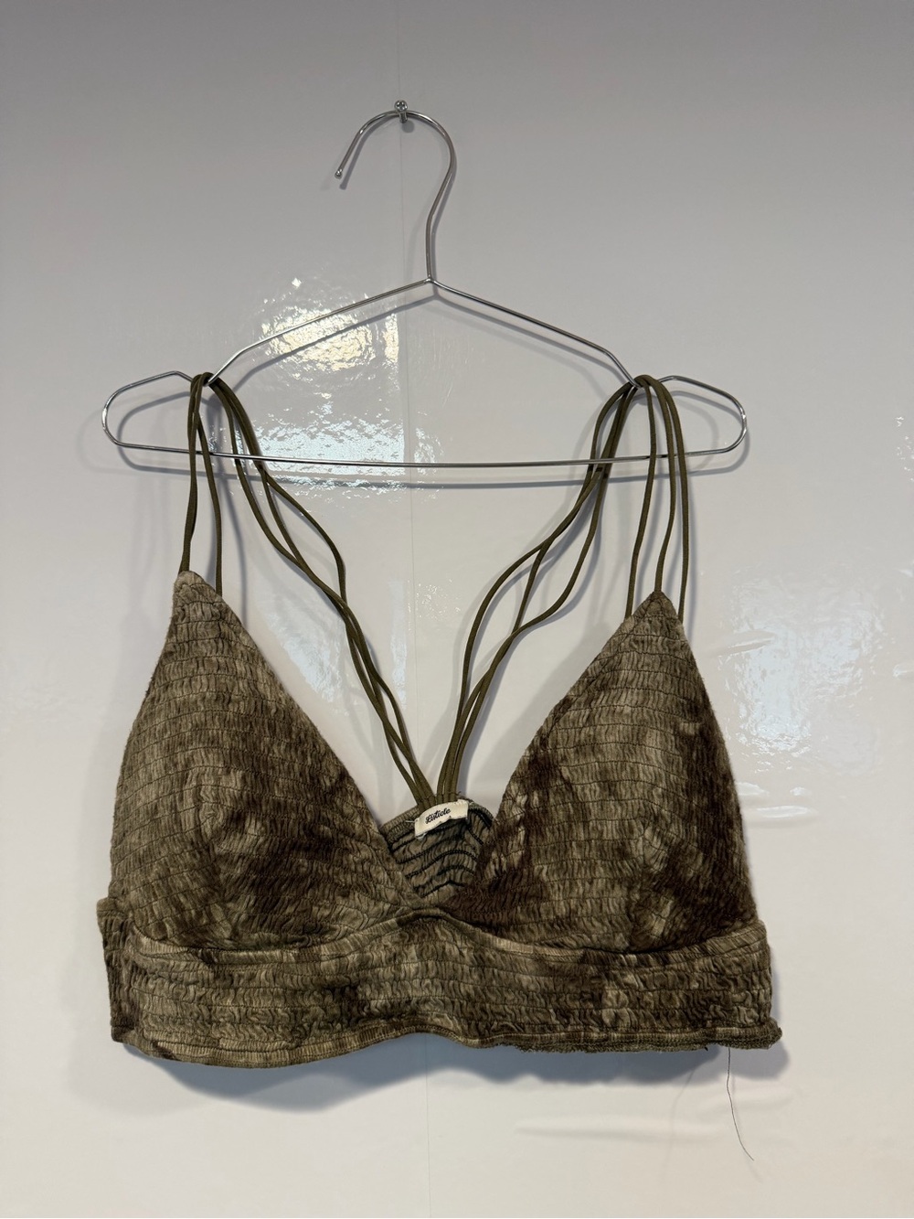 Strappy Olive Green tie dye Listicle Bralette